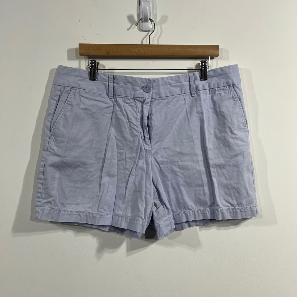 LOFT Womens Blue 100% Cotton Chino Shorts Mid Rise Preppy Casual‎ Size 14
